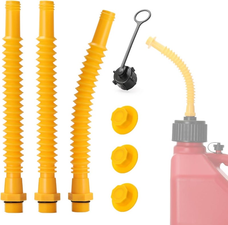Magicfour Fuel Jug Hose for VP Racing Fuel Jug with Spout Cap, 3 pcs Leak Proof Gas Can Spout Replacement W/Leak Proof Vent Cap Kit, 3/5/5.5 Gallon Gas Can, Fuel Gas Tank Nozzle Quick Fill Bendable - Image 1